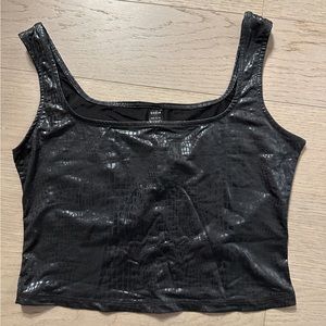 Shein black snake skin crop top